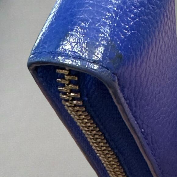 Kate Spade Laurel Way Neda Large Wallet Pebbled Leather Zip Up Cornflower Blue - Picture 12 of 14